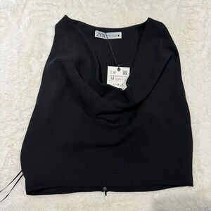 Zara Classic Black V-Neck Top